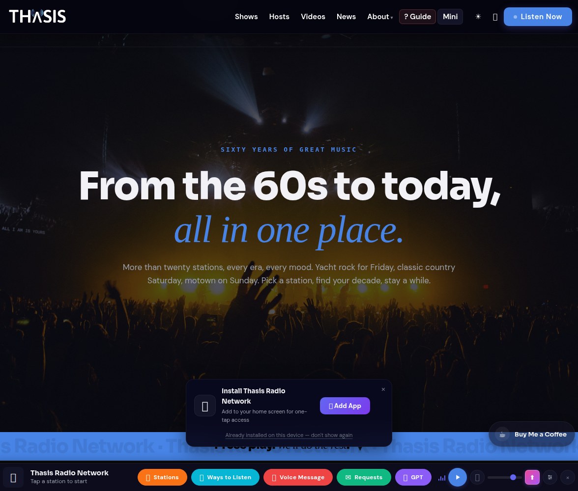 Thasis Radio Network — built on this platform